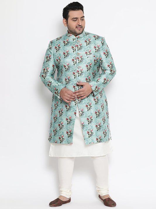 Kisah Men's Blue Indowestern Set With Churidar