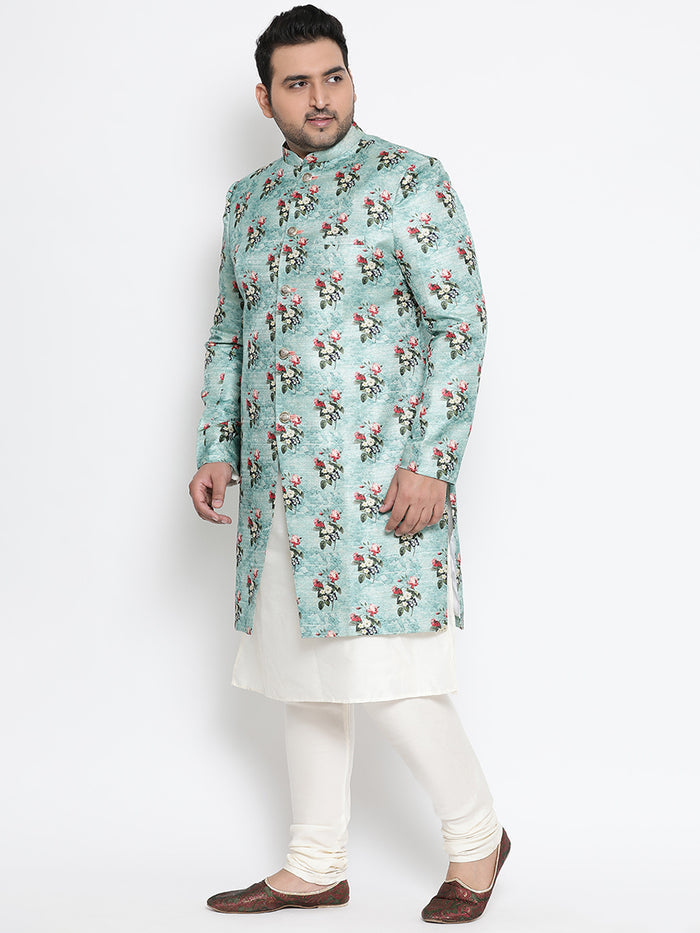 Kisah Men's Blue Indowestern Set With Churidar