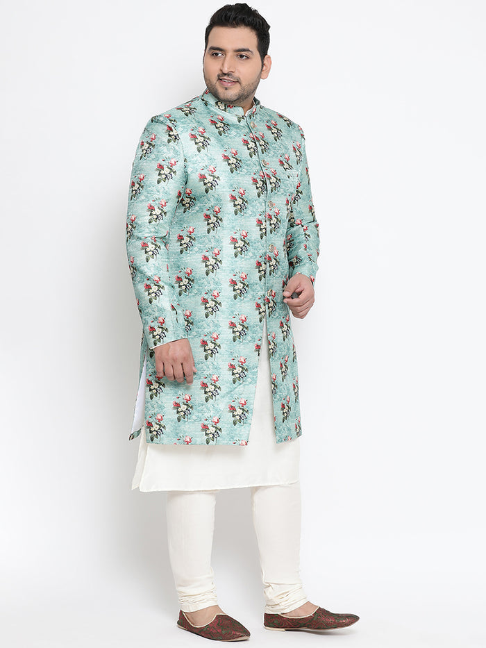 Kisah Men's Blue Indowestern Set With Churidar