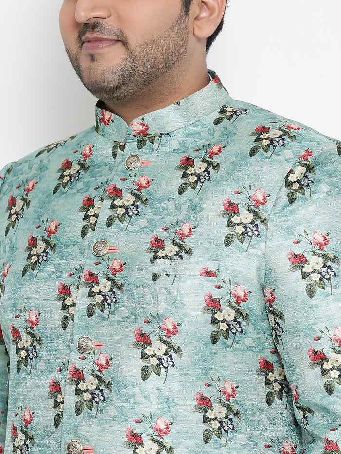 Kisah Men's Blue Indowestern Set With Churidar