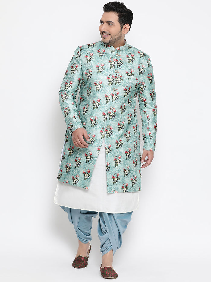 Kisah Men's Blue Indowestern Set With Dhoti