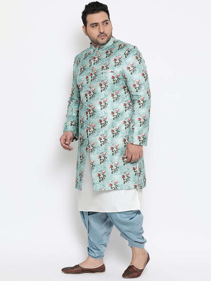 Kisah Men's Blue Indowestern Set With Dhoti