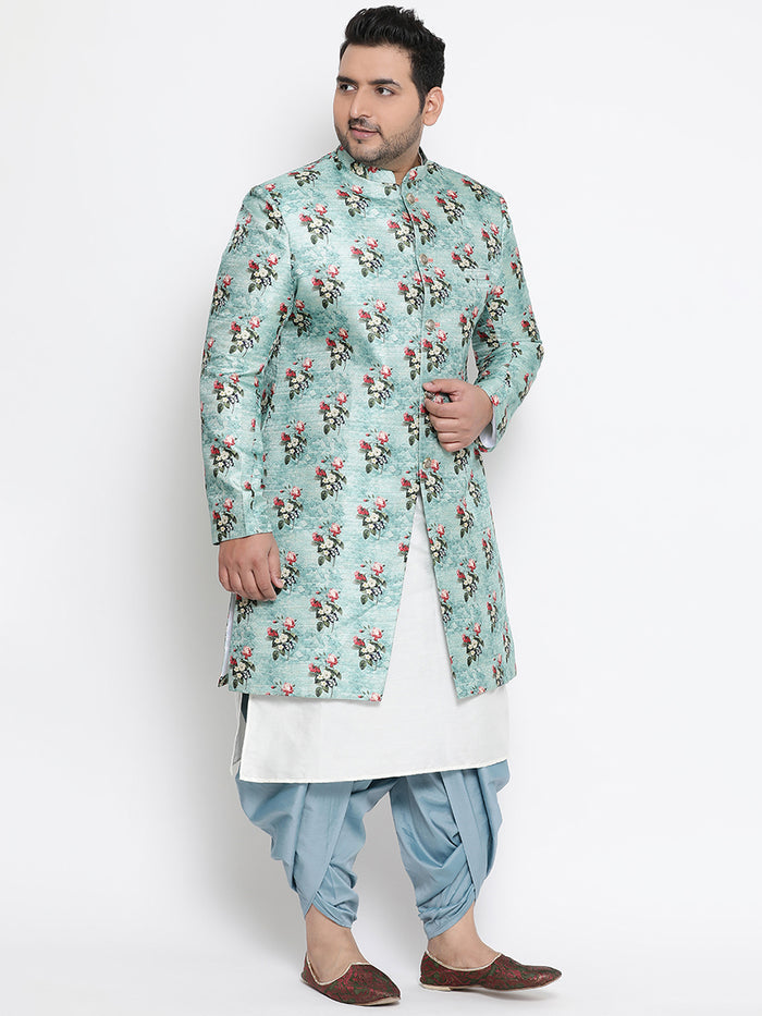Kisah Men's Blue Indowestern Set With Dhoti