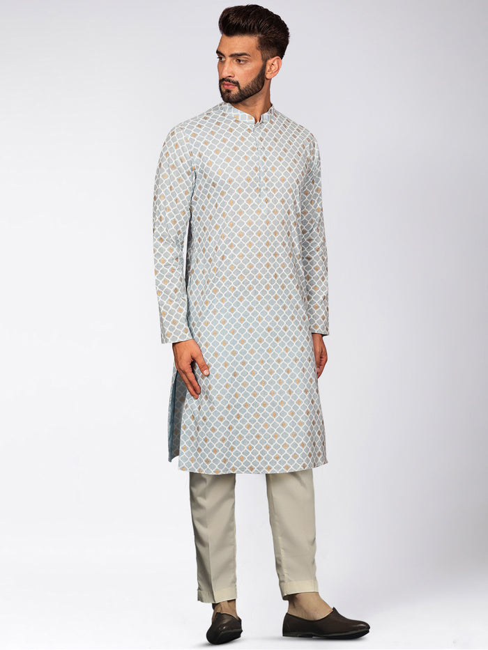 Kisah Men's Blue Kurta Trousers Set