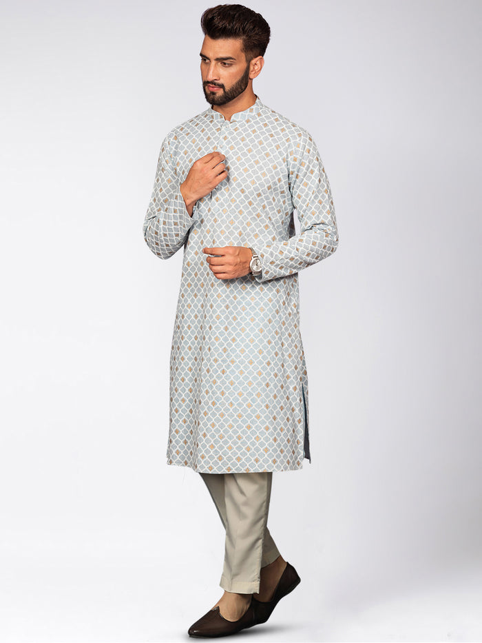 Kisah Men's Blue Kurta Trousers Set
