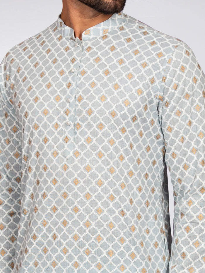 Kisah Men's Blue Kurta Trousers Set