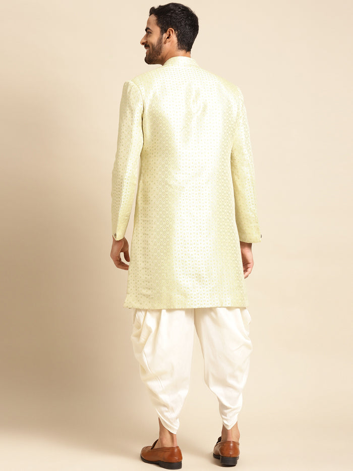 Kisah Men's Gold Indowestern Set With Dhoti