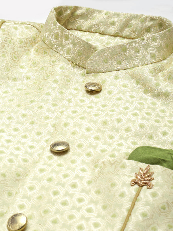 Kisah Men's Gold Indowestern Set With Dhoti