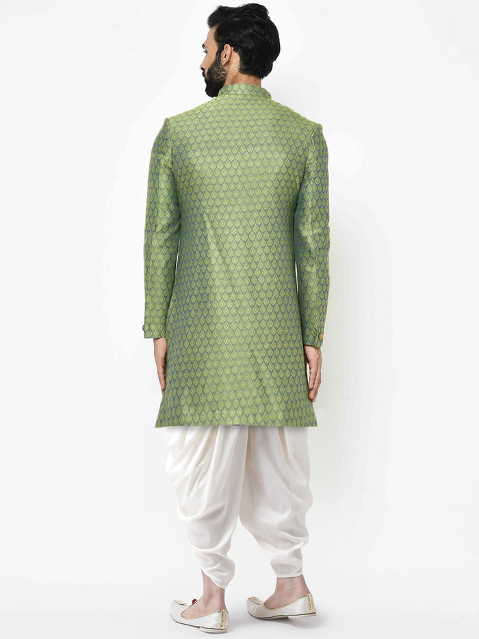 Kisah Men's Green Indowestern Set With Dhoti