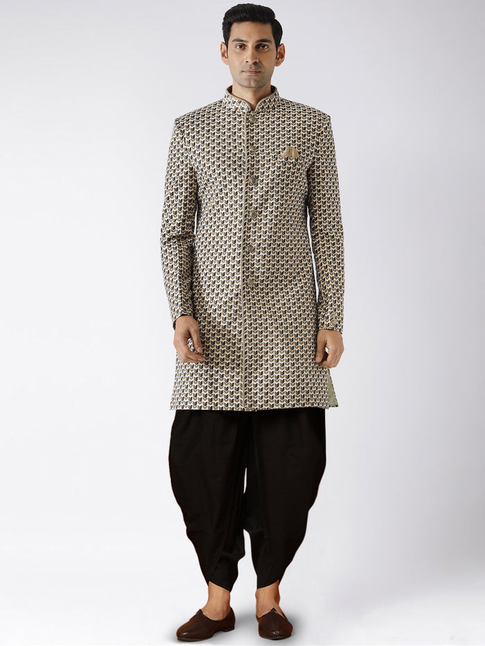 Kisah Men's Grey Indowestern Set With Dhoti
