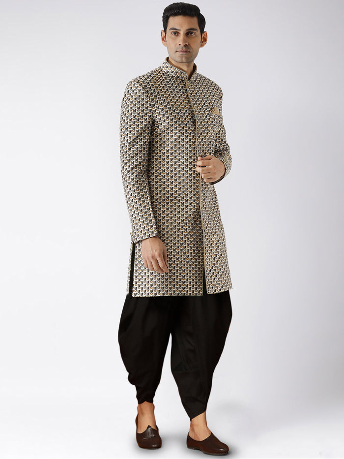 Kisah Men's Grey Indowestern Set With Dhoti