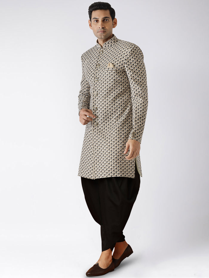 Kisah Men's Grey Indowestern Set With Dhoti