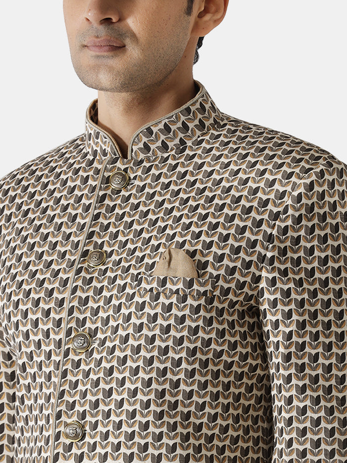 Kisah Men's Grey Indowestern Set With Dhoti