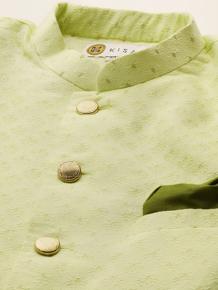 Kisah Men's Lime Indowestern Set With Churidar