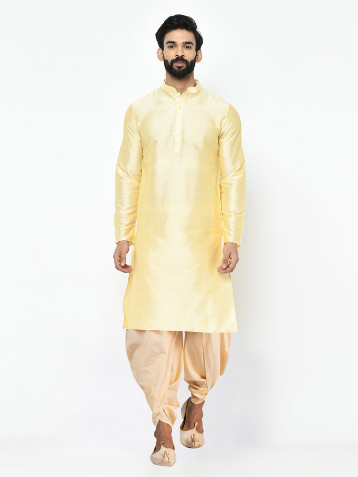Kisah Men's Navy Blue Kurta Jacket Dhoti Set