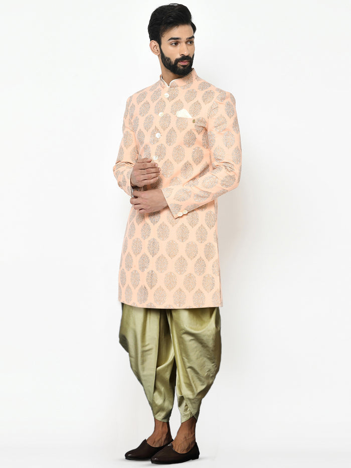 Kisah Men's Pink Indowestern Set With Dhoti
