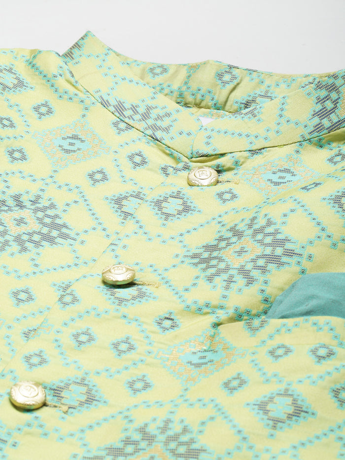 Kisah Men's Yellow Indowestern Set With Dhoti