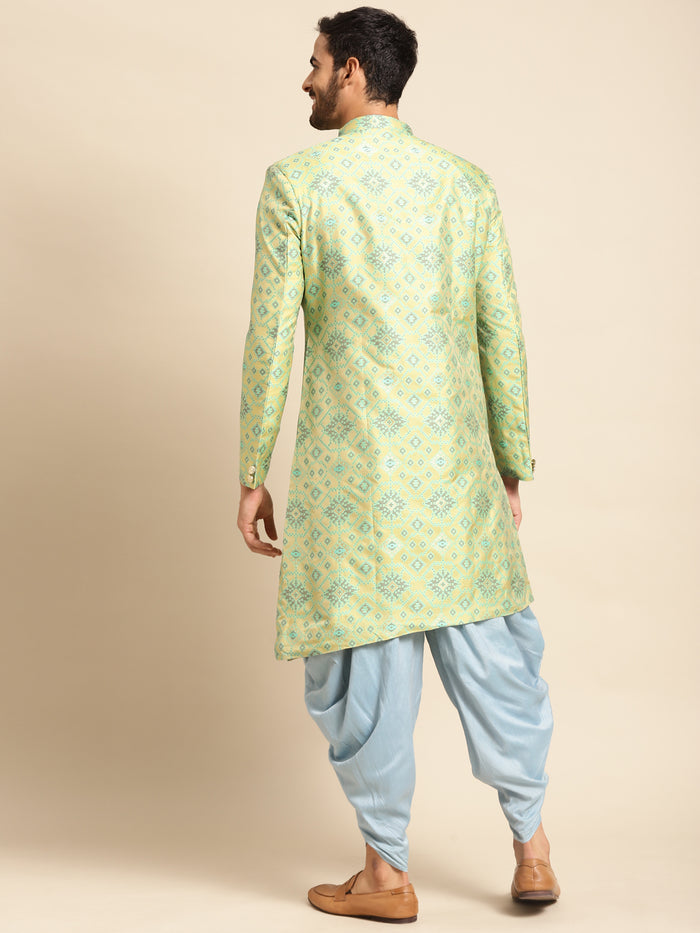 Kisah Men's Yellow Indowestern Set With Dhoti