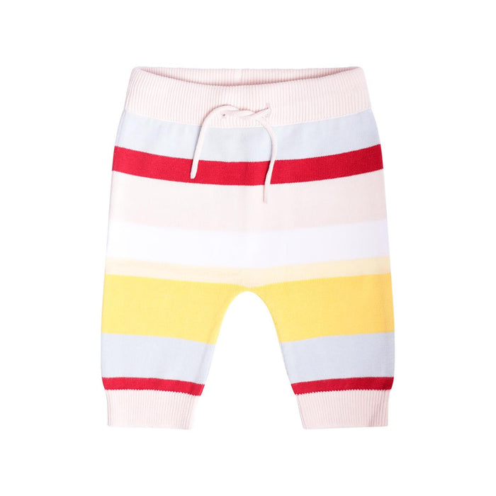 Pastel striped knitted baby trousers in soft organic cotton