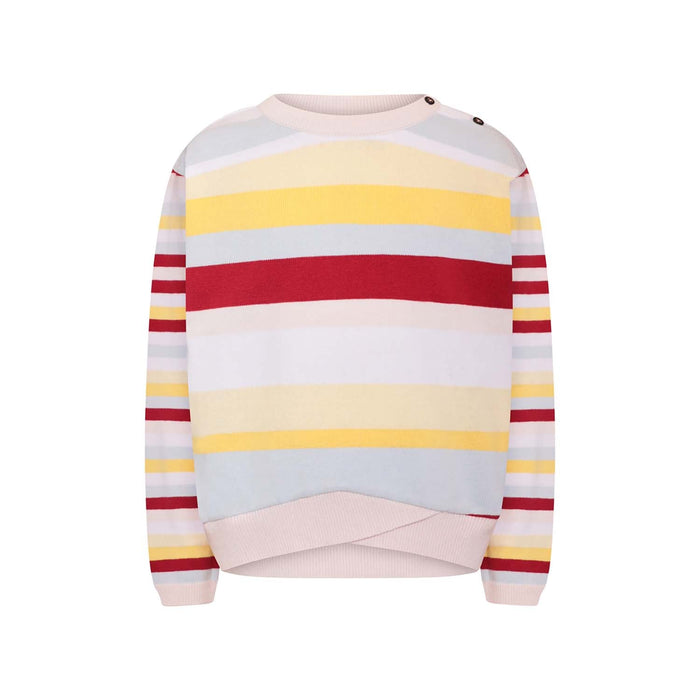 Kids knitted sweater featuring pastel color stripes