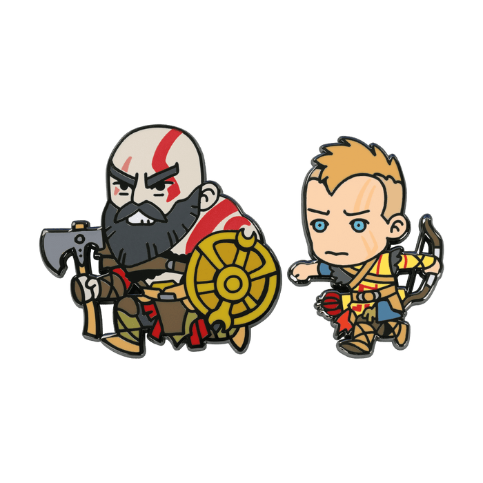 Kratos and Atreus Chibi Pin Set