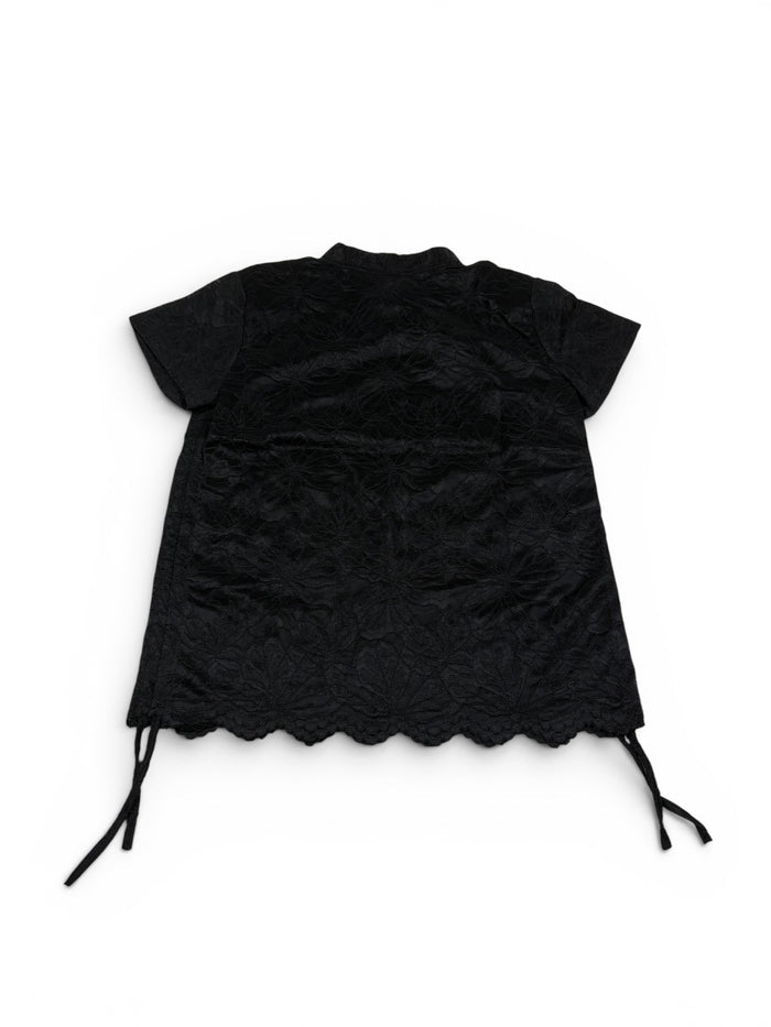 Lace Floral Pearl Button Top