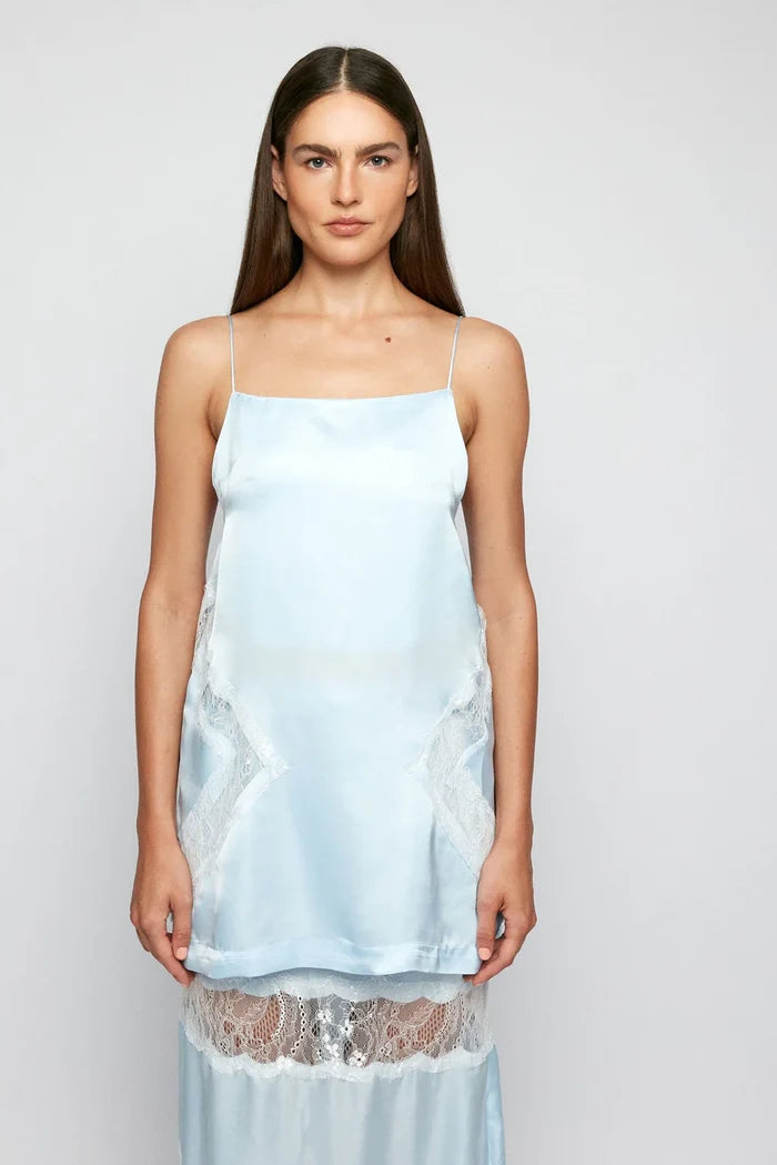Lace Panel Slip Top - Sky Blue SWF