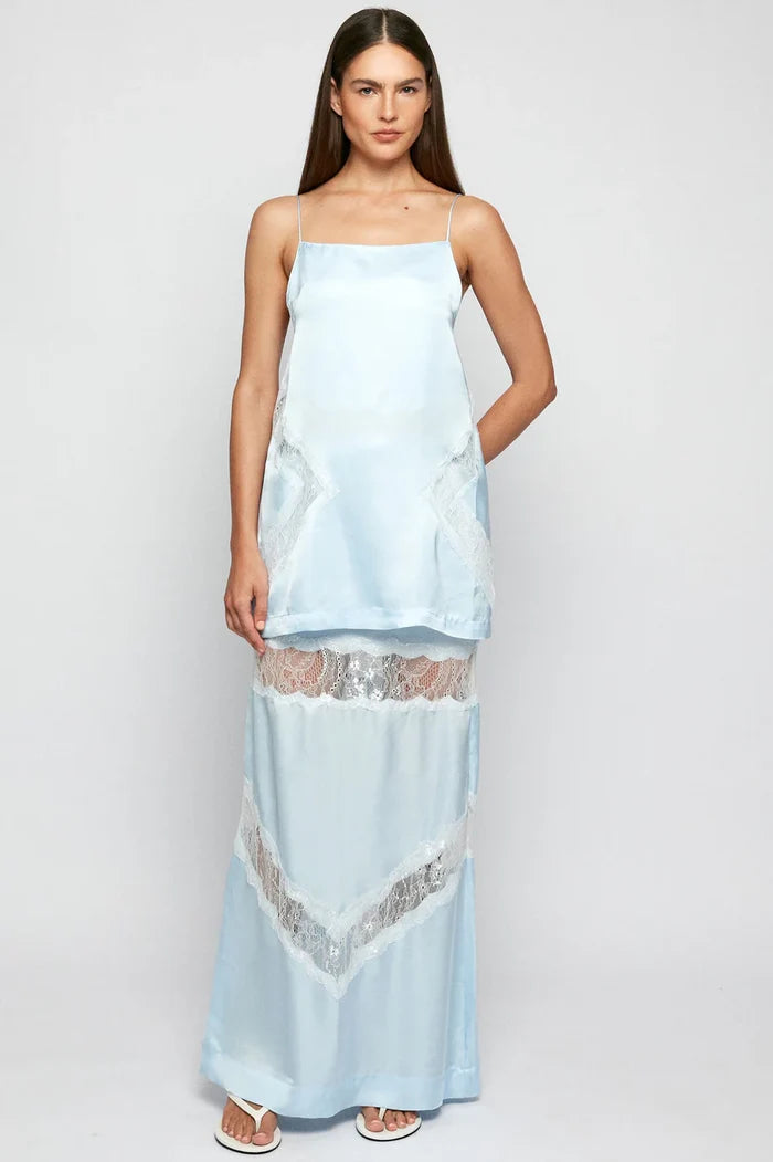 Lace Panel Slip Top - Sky Blue SWF
