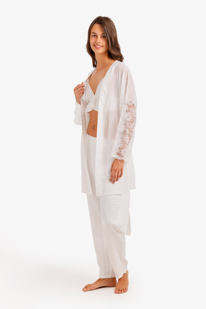 Lace Sleeve 3-Piece Pyjama