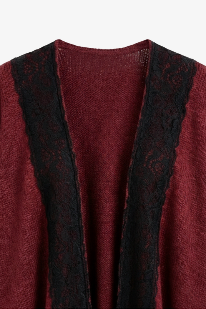 Lace-Trim Asymmetric Poncho