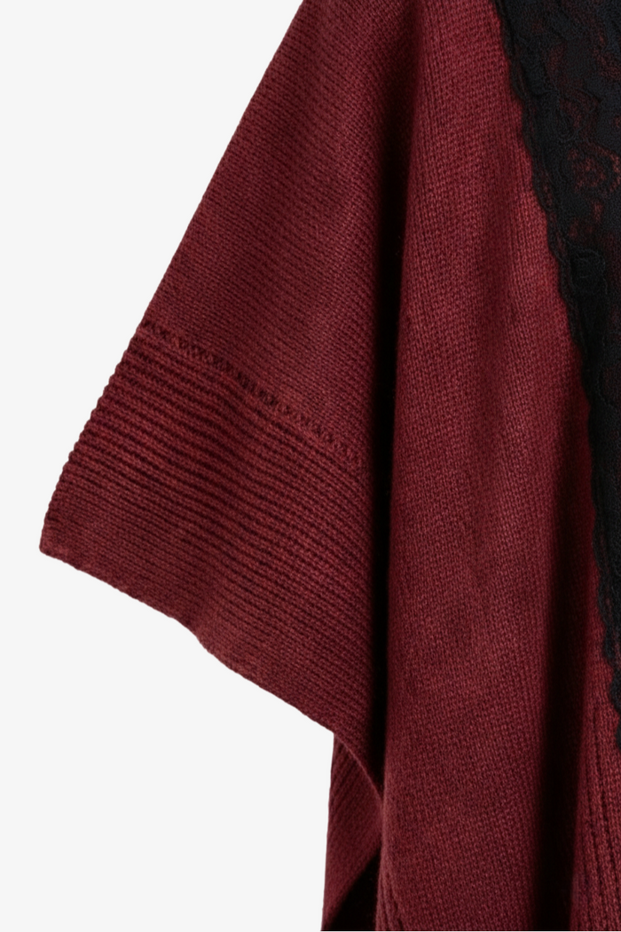 Lace-Trim Asymmetric Poncho