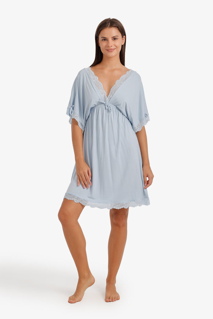 Lace-Trim Flutter Nightgown