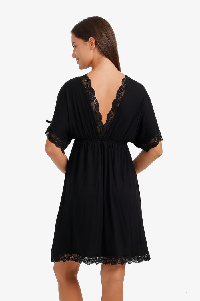 Lace-Trim Flutter Nightgown