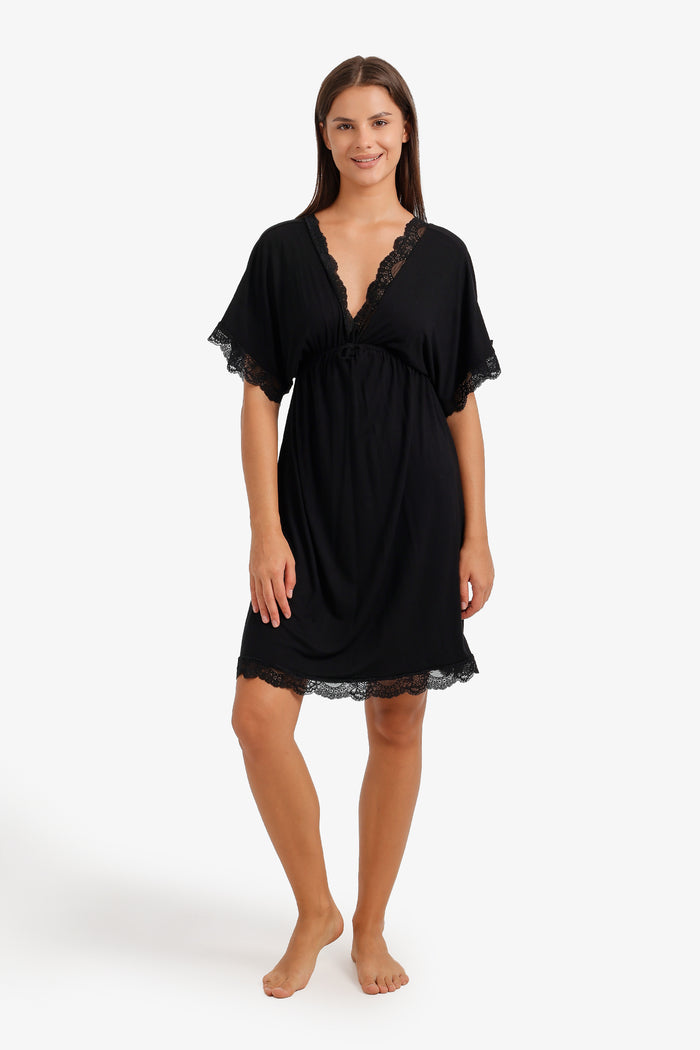 Lace-Trim Flutter Nightgown