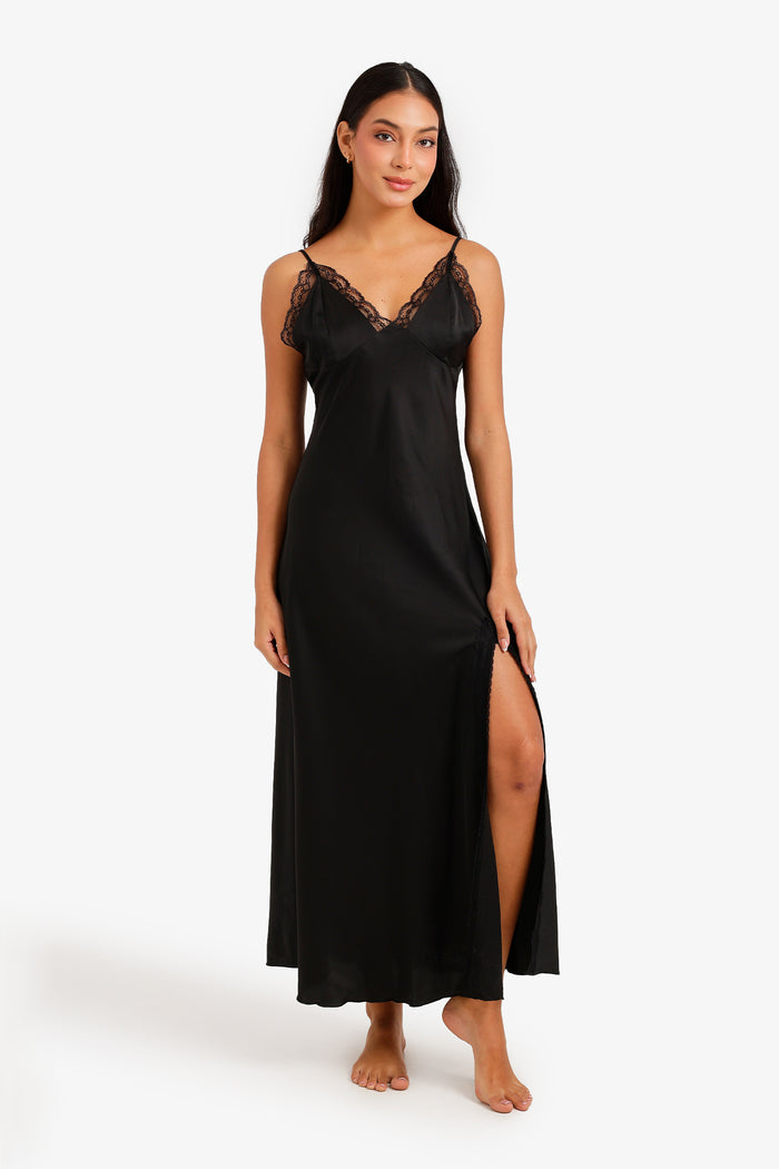 Lace Trim Maxi Nightgown