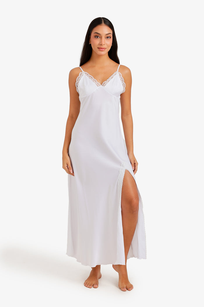 Lace Trim Maxi Nightgown
