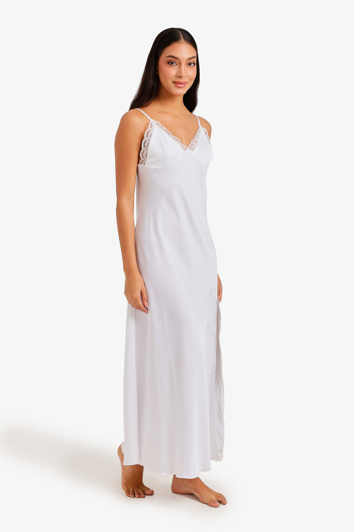 Lace Trim Maxi Nightgown