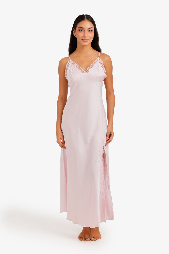 Lace Trim Maxi Nightgown
