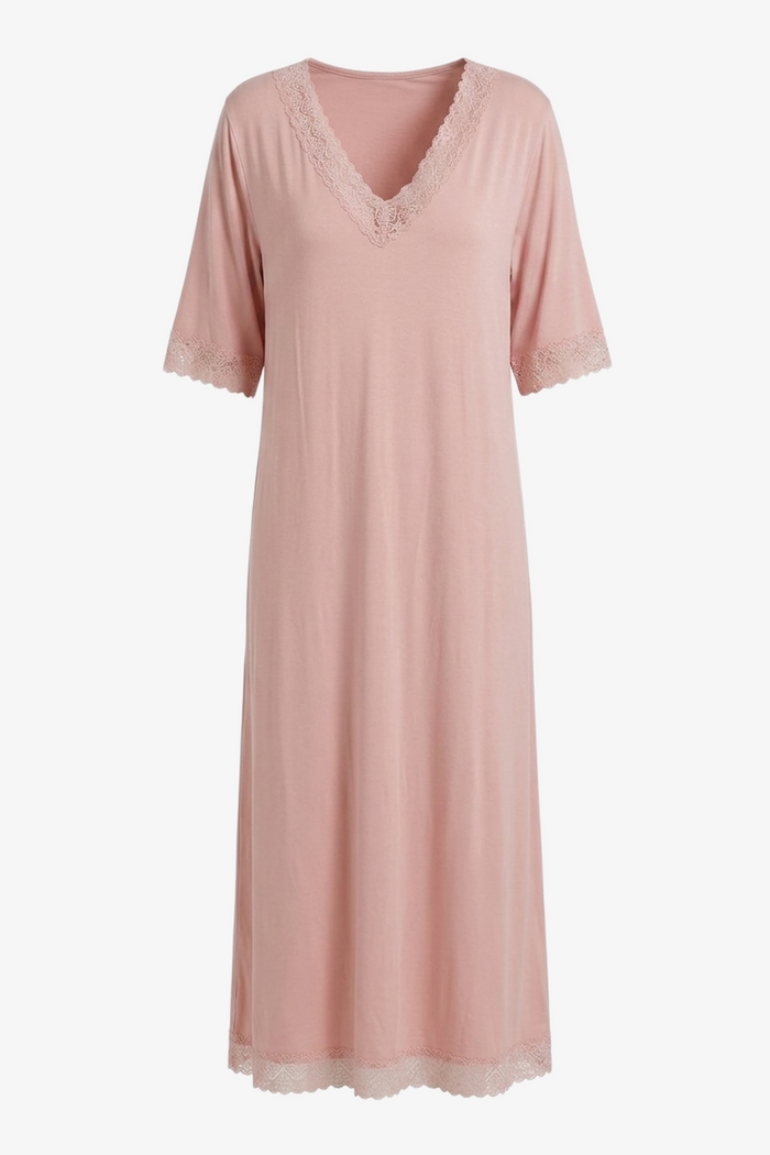 Lace Trim Midi Nightgown