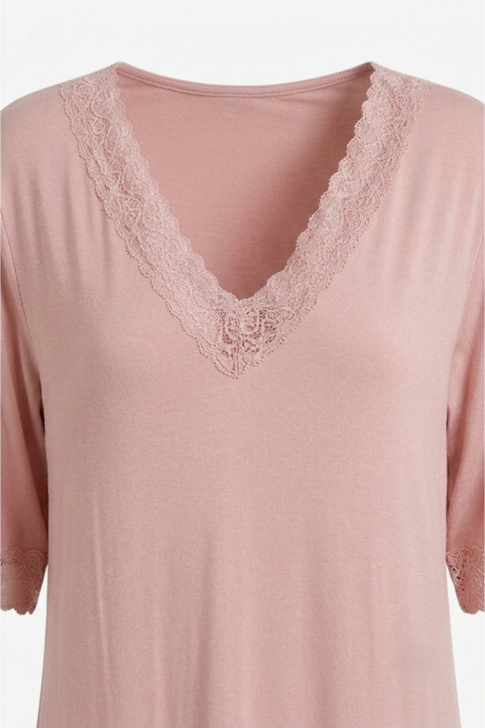 Lace Trim Midi Nightgown