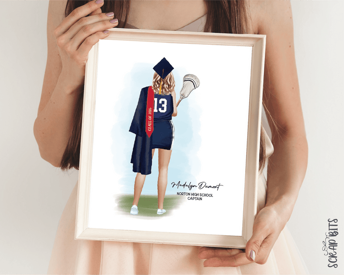 Lacrosse (Female) Graduation Portrait Print, Custom Gift for Senior, Digital Download - Scrap Bits