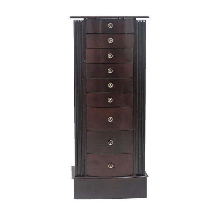 Large Mirrored Wooden Standing Jewelry Holder Armoire Organizer Cabinet