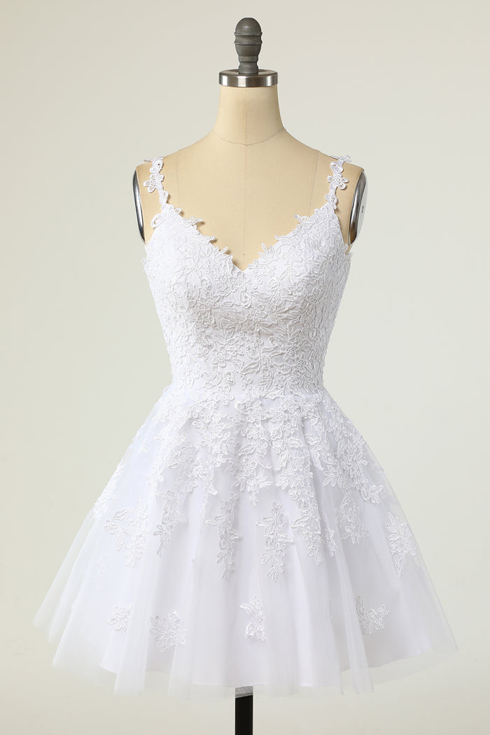 Lavender Appliques V-Neck A-Line Short Cocktail Dress