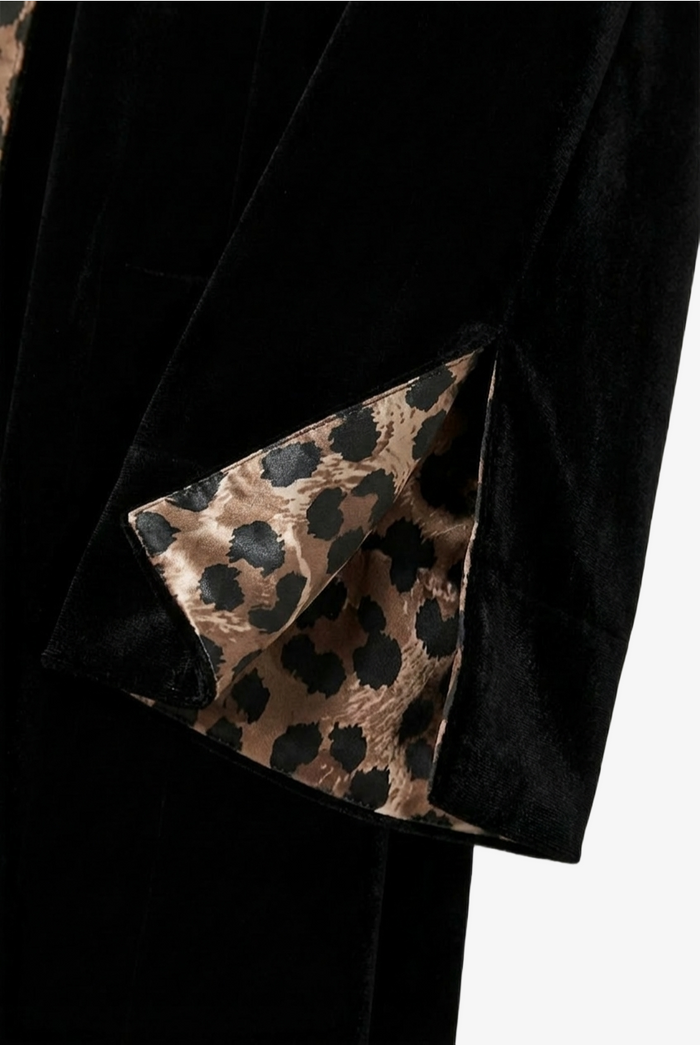 Leopard-Lined Maxi Kimono