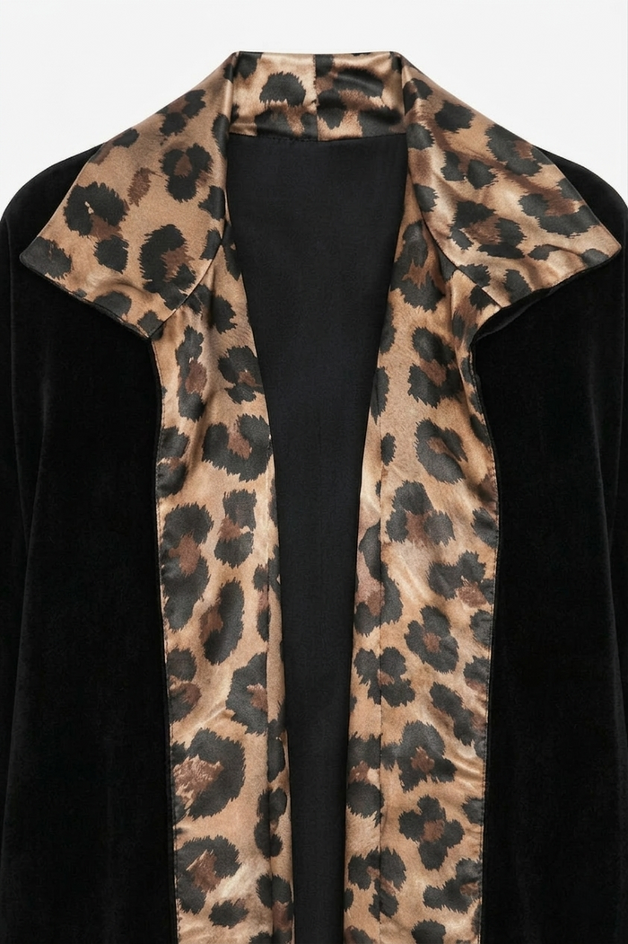 Leopard-Lined Maxi Kimono