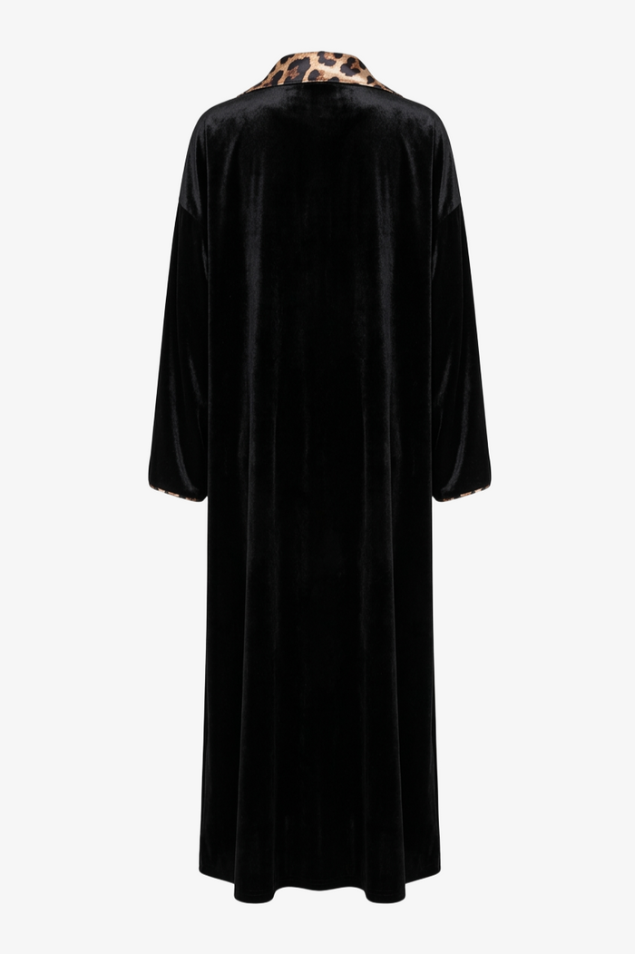 Leopard-Lined Maxi Kimono