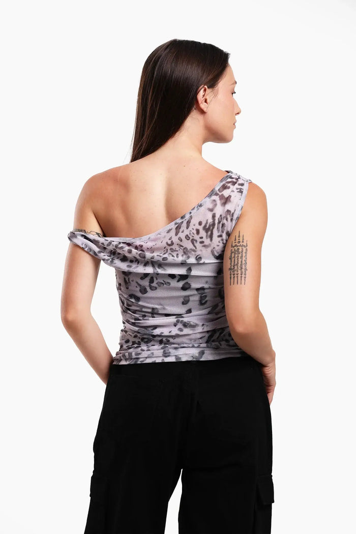 Leopard One-Shoulder Top