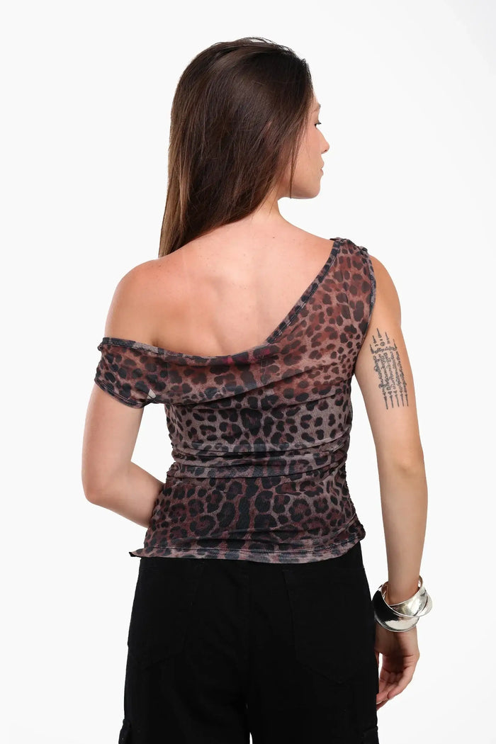 Leopard One-Shoulder Top