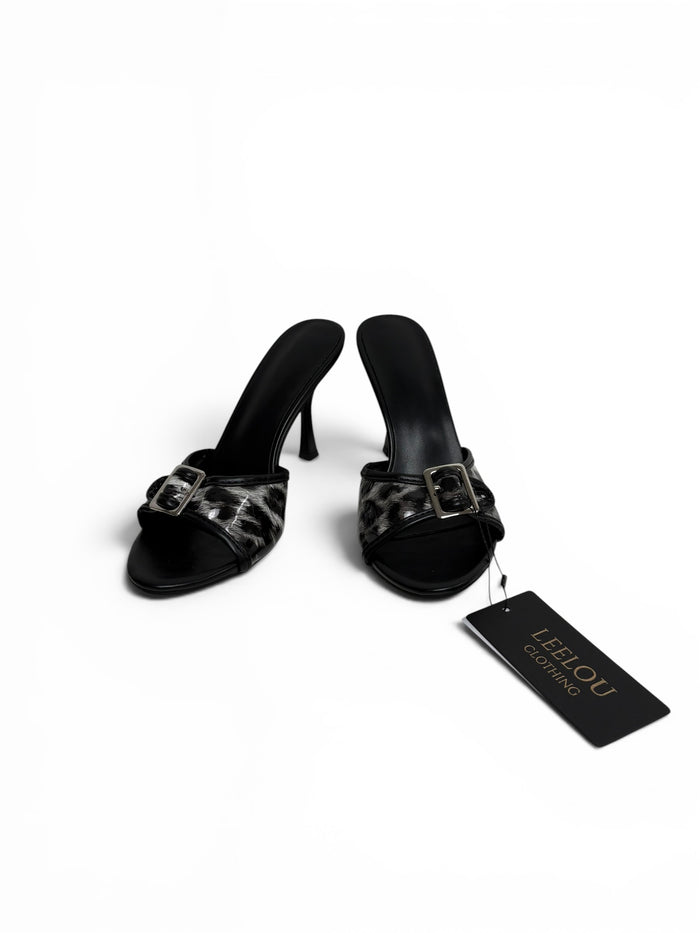 Leopard Print Heeled Sandals