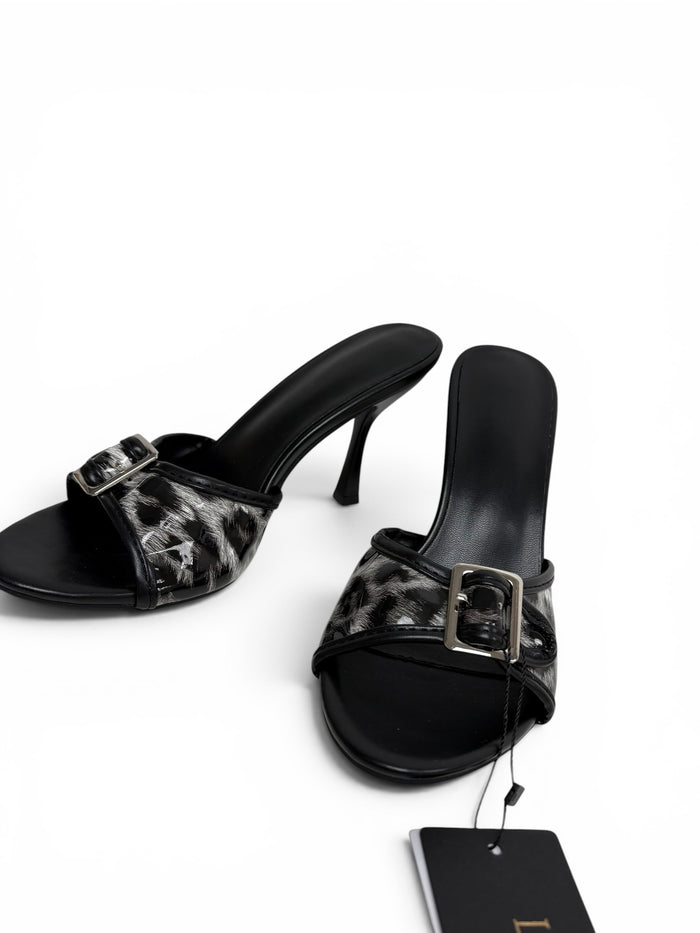Leopard Print Heeled Sandals